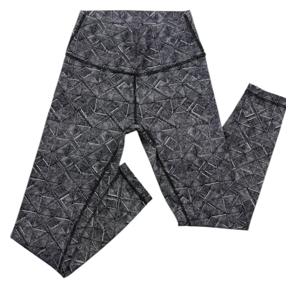 Lululemon Black/Gray Geometric Highrise Athletic Full Length Leggings Size 6 - Picture 1 of 16